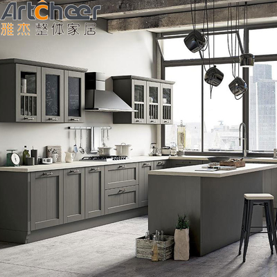 kupować American Style Luxury Design Masywne drewniane szafki kuchenne z szafkami kuchennymi produkcja internetowa