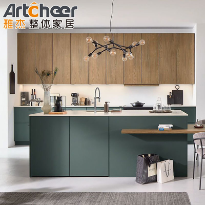 Projektowanie Masywny drewniany panel drzwi szafki kuchenne z laminowaną pół Bullnose Countertop